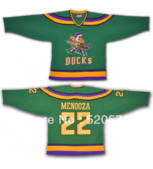 Custom Anaheim Mighty Ducks 22 Luis Mendoza Movie Hockey Jersey Green